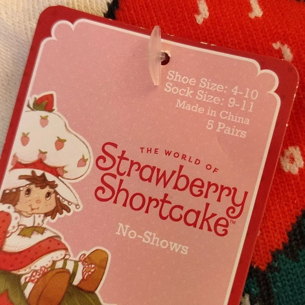 Strawberry Shortcake Colorful No Show‎ Printed Socks 5 Pairs NWT
